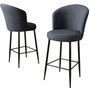 Hanah Home Juego de 2 Taburetes de Bar Anthracite, Negro, Tela Babyface, Metal